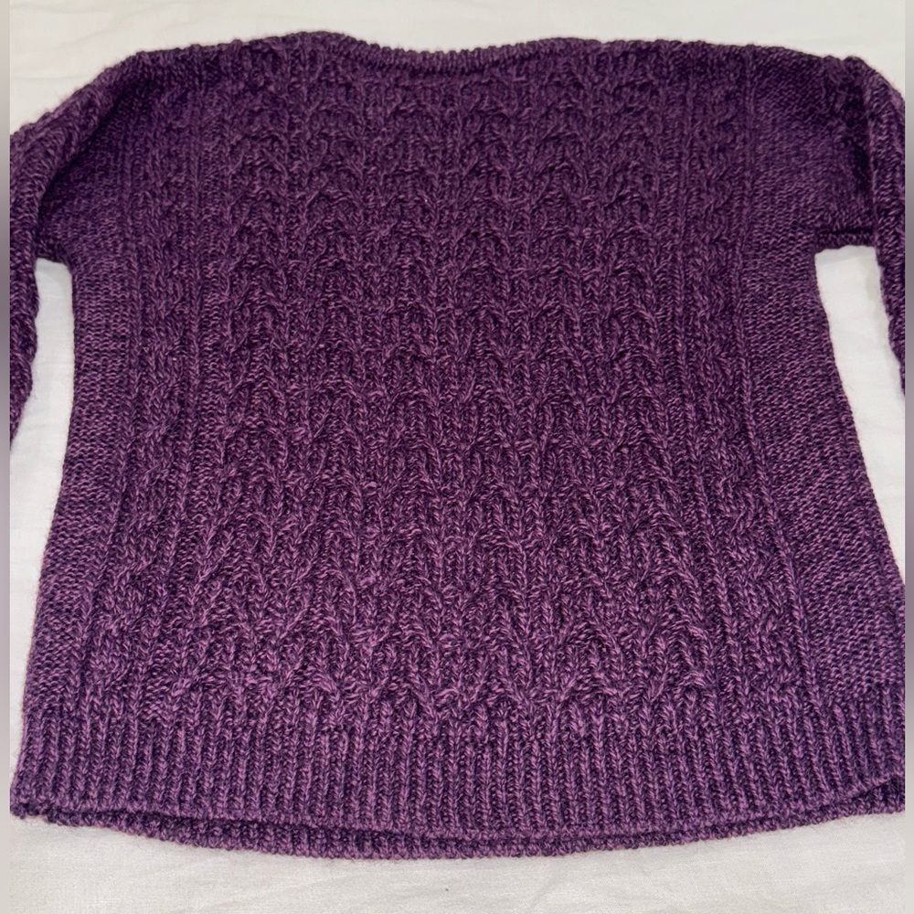 Purple Cable Knit Kids Sweater - Picture 9 of 10